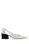 Prada 55 Leather Pumps In Bianco
