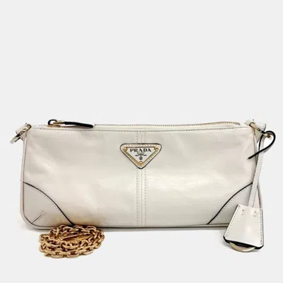 Pre-owned Prada White Leather Re-edition 2002 Medium Leather Shoulder Bag