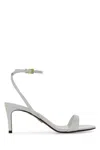 Prada Leather Ankle Strap Sandals Open Toe Heel In White