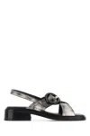 Prada White Leather Sandals In Gray