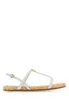 Prada White Leather Sandals In Bianco