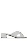 Prada White Leather Sandals In Gray