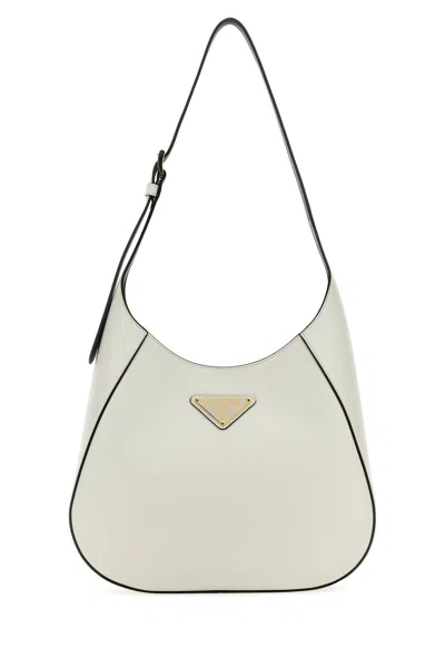 PRADA WHITE LEATHER SHOULDER BAG