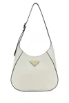 Prada Triangle-logo Leather Shoulder Bag In White