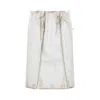 Prada Abstract Print Drawstring Waist Front Slit Skirt In White