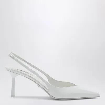 PRADA PRADA WHITE LEATHER SLINGBACK PUMPS