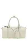 Prada White Leather Small Duffle Bag In White