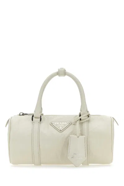 Prada Women White Leather Small Handbag In Neutral