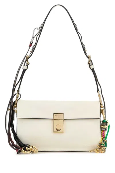 Prada White Leather Small  Soft Sound Shoulder Bag