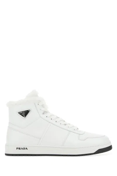 PRADA WHITE LEATHER SNEAKERS