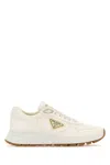 Prada Ivory Leather Lace-up Sneakers In White