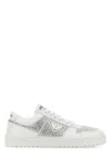 Prada Crystal-embellished Leather Sneakers In White