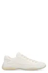 Prada Leather Sneakers Crafted Geometric Stitching In Black