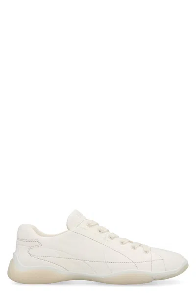 PRADA PRADA WHITE LEATHER SNEAKERS