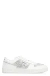 Prada Crystal-embellished Leather Sneakers In White