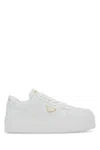 Prada Downtown Bold Leather Platform Sneakers In Neutral