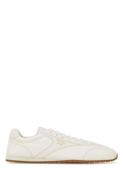 Prada White Leather Sneakers