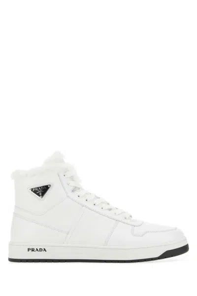 PRADA WHITE LEATHER SNEAKERS