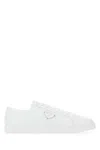 Prada Brushed Leather Low-top Sneakers In White