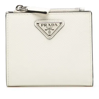 Pre-owned Prada White Leather Wallet (bi-fold) ()
