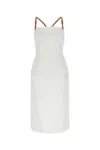 Prada White Linen Blend Dress In White