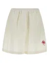 Prada Linen Shorts Elastic Waistband Relaxed Silhouette In Neutral