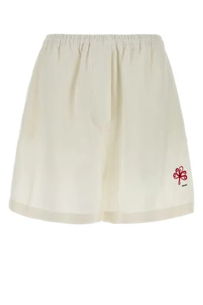 Prada White Linen Mini Shorts