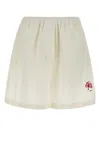 Prada Linen Shorts Elastic Waistband Relaxed Silhouette In White