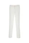 Prada Linen Trousers With Back Welt Pockets In White