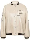 Prada Padded Leather Varsity Jacket Women In Pink