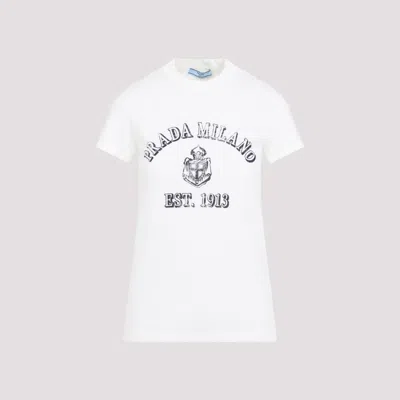 Prada White Logo Crewneck T-shirt