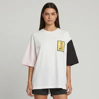 Pre-owned Prada White Logo Graphic Patch Jersey And Poplin T-shirt S