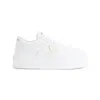 Prada White Logo Leather Sneakers In White