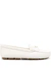 Prada Triangle Logo Grained Leather Loafers In White