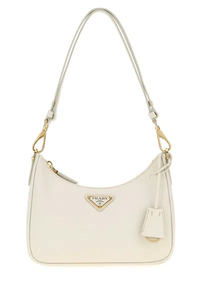 Prada White Logo Mini Shoulder Bag