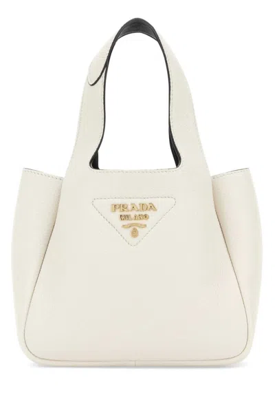 Prada White Logo Mini Tote