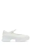 Prada Mesh Upper Platform Ballerinas With Strap Detail In White