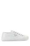 Prada Naplak Leather Sneakers In Bianco