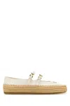 Prada Leather And Crochet Ballerinas In Avorio