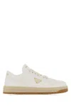 Prada White Nappa Leather Downtwon Sneakers In White