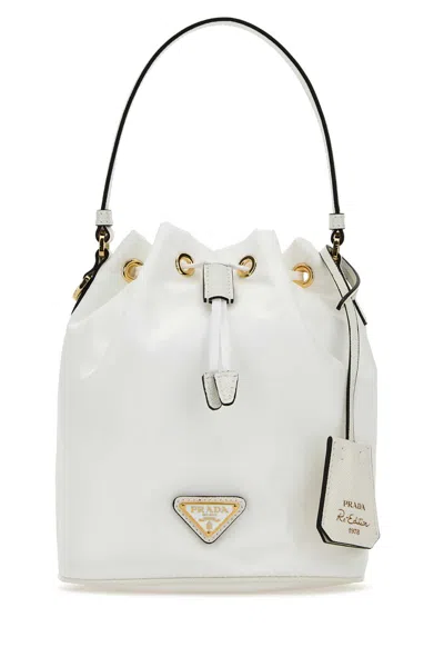 Prada White Nylon Bucket Bag