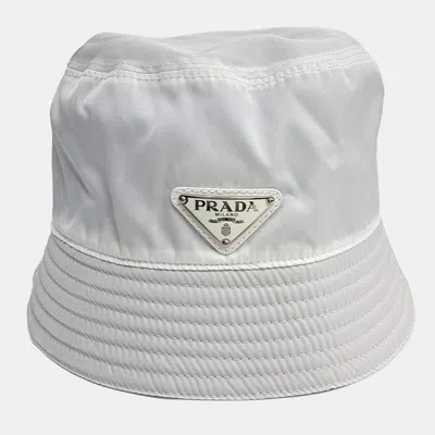 Pre-owned Prada White Nylon Bucket Hat