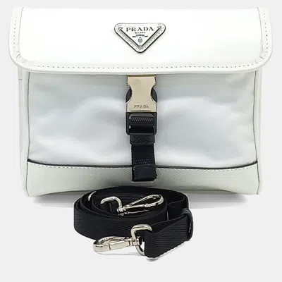 Pre-owned Prada White Nylon Phone Holder Crossbody Bag (2zh108)