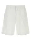 Prada Men White Oxford Bermuda Shorts In White