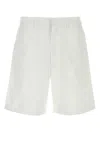 Prada Men White Oxford Bermuda Shorts In White