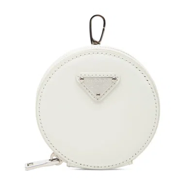 Pre-owned Prada White Patent Leather Coin Purse/coin Case ()