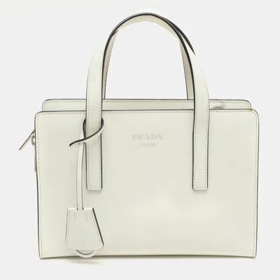 Pre-owned Prada White Patent Leather Re-edition 1995 Tote