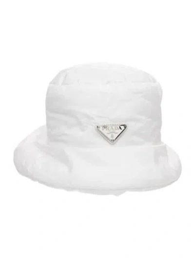 Pre-owned Prada White Polyamide Puffer Bucket Hat