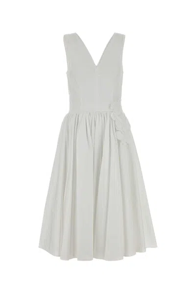 Prada White Poplin Dress In Multi