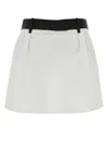 Prada Poplin Mini Skirt Belt Loops Waistband Pleated In White
